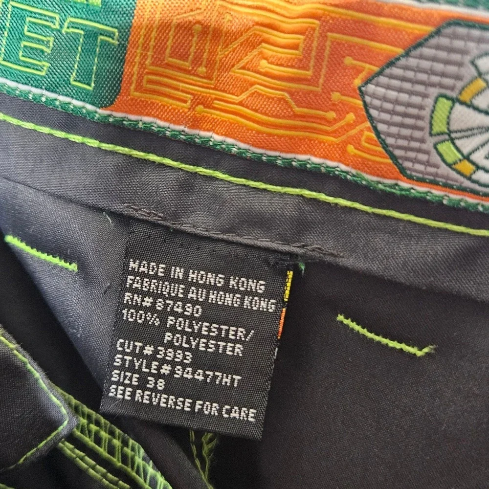 Kikwear Vintage 90s Y2k Wide Leg Rave Baggy Pants Neon Reflective Skater Rare 38